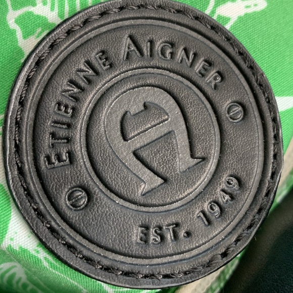 Etienne Aigner Elegant Black Leather and Tan Straw Tote Bag - Picture 10 of 14